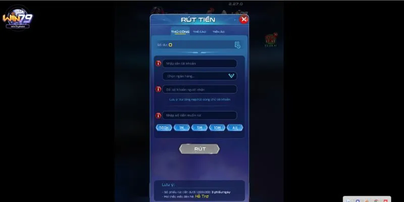 Rút tiền Win79 đơn giản, nhanh chóng